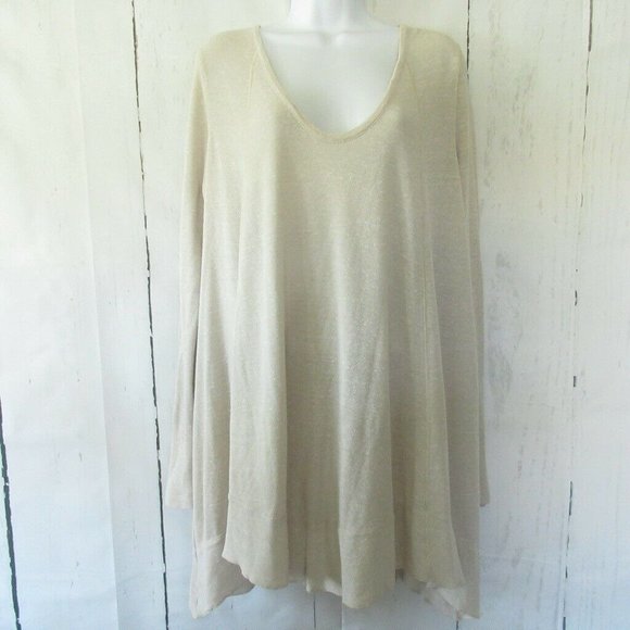 Free People Tops - SOLDWe The Free People Tunic Top M Medium Beige Slub Long Sleeve Oversized Flowy